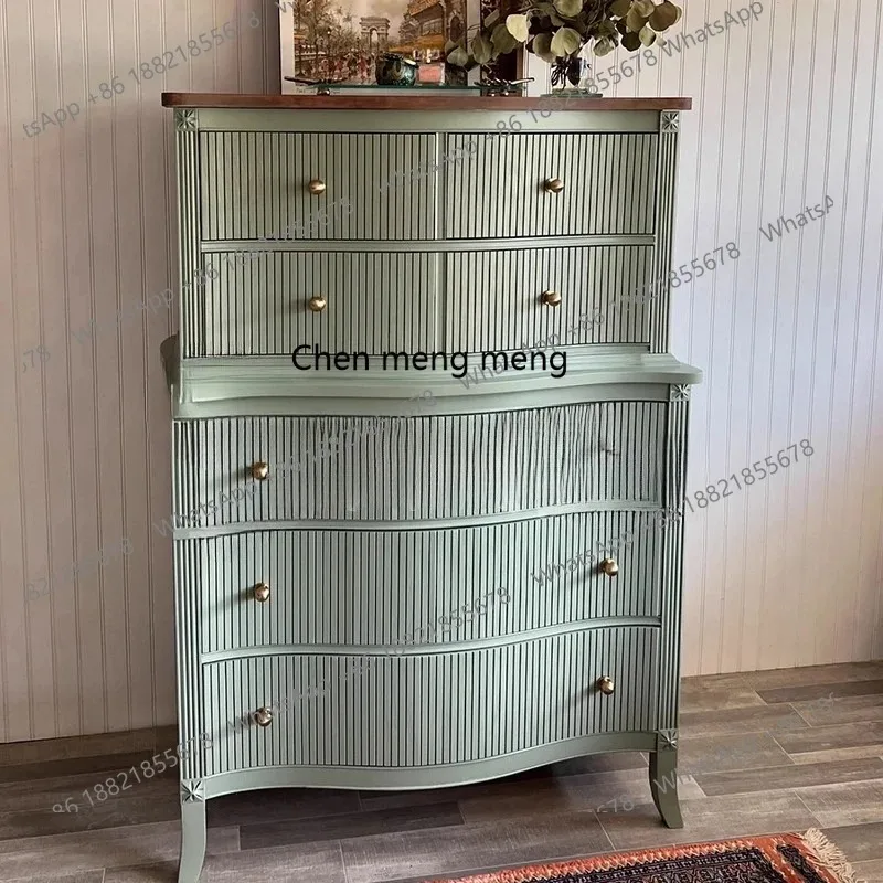 E182 French Retro Solid Wood Chest of Drawers for Small Apartments, Color-Block Storage, American Style Home Living Room
E182 French Retro Solid Wood Chest of Drawers for Small Apartments, Color-Block Storage, American Style Home Living Room