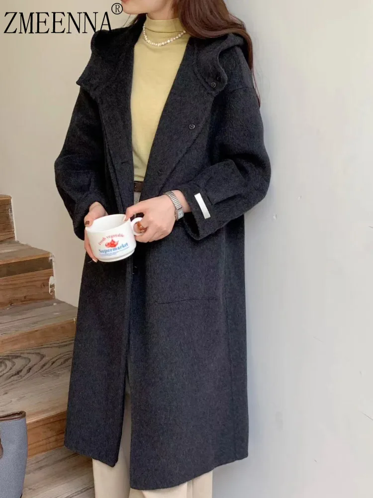 ZMEENNA Women's Long Hooded Wool Blend Coat With Pockets Elegant Chic Fall Winter Outerwear Oversized Fit Casual ZM3787
ZMEENNA Women's Long Hooded Wool Blend Coat With Pockets Elegant Chic Fall Winter Outerwear Oversized Fit Casual ZM3787