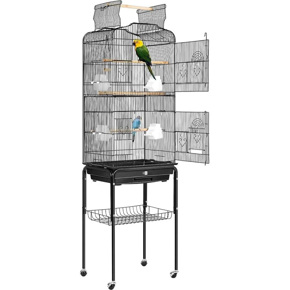 VIVOHOME 64 Inch Bird Cage with Play Top and Rolling Stand for Parrots Conures Lovebird Cockatiel Parakeets Black
VIVOHOME 64 Inch Bird Cage with Play Top and Rolling Stand for Parrots Conures Lovebird Cockatiel Parakeets Black