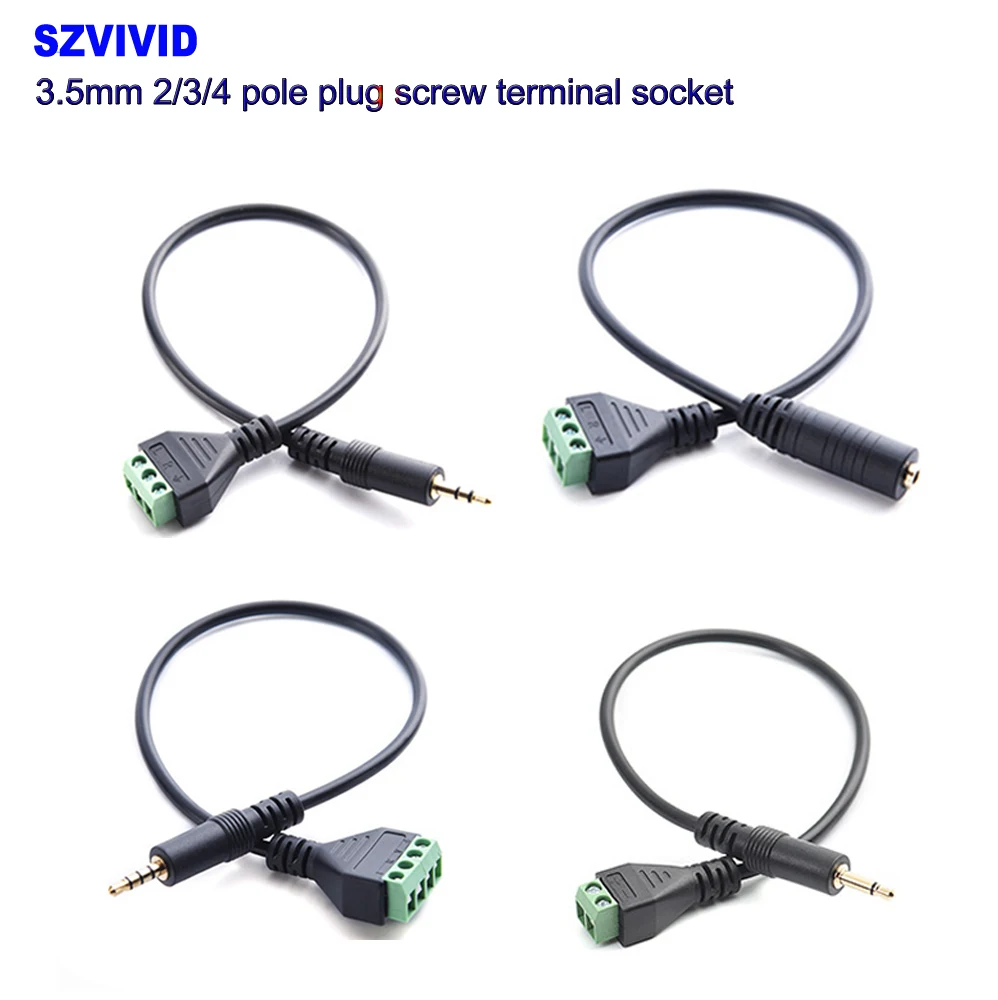 30CM 3.5mm to 2/3/4 pole stereo Cable male to AV screw video balun terminal 3.5 audio jack 3-pin terminal block plug connector
30CM 3.5mm to 2/3/4 pole stereo Cable male to AV screw video balun terminal 3.5 audio jack 3-pin terminal block plug connector