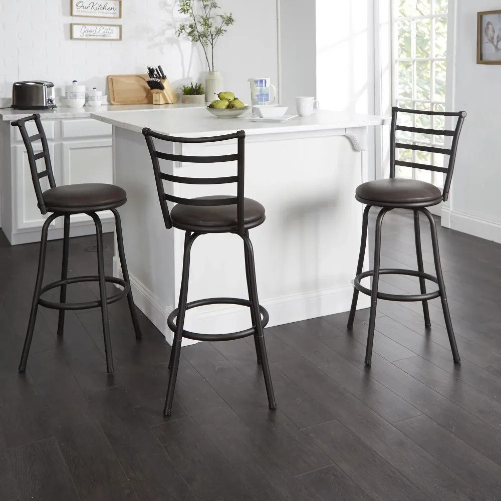 Bar Chair Set of 3, Bronze Finish with Adjustable-Height Swivel Barstool, Espresso Vegan Leather Seat, Bar Chair
Bar Chair Set of 3, Bronze Finish with Adjustable-Height Swivel Barstool, Espresso Vegan Leather Seat, Bar Chair