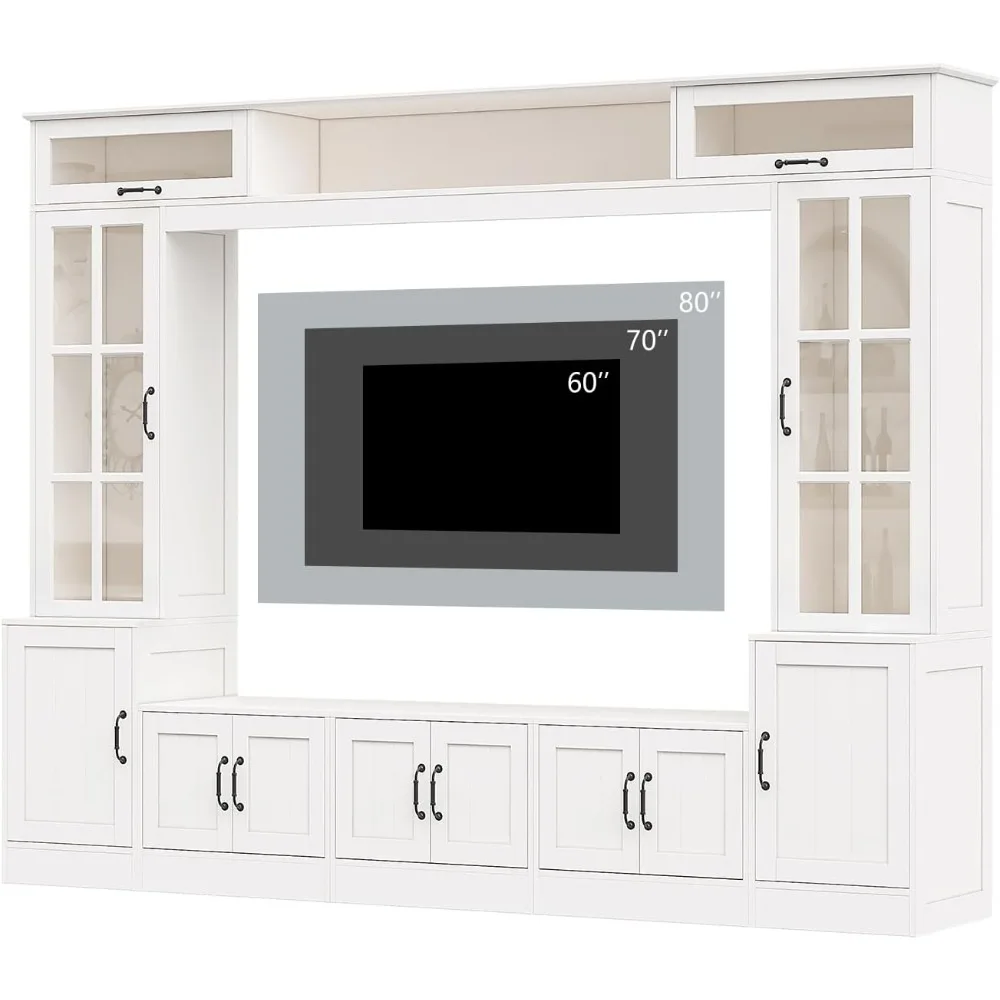 98 "W wall unit TV stand, can accommodate up to 80" TV, modern TV console with LED lights
98 "W wall unit TV stand, can accommodate up to 80" TV, modern TV console with LED lights