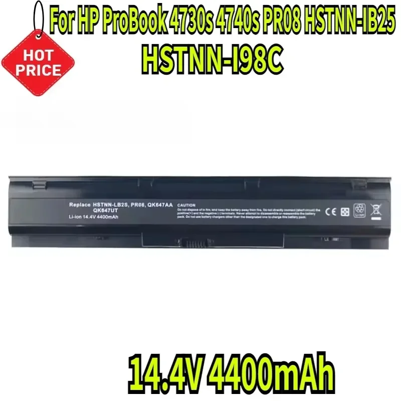 Аккумулятор HSTNN-I98C HSTNN-IB2S HSTNN-LB2S 14,4 В, 4400 мАч для HP ProBook 4730s 4740s PR08 HSTNN-IB25 QK647AA QK647UT 633734-141
Аккумулятор HSTNN-I98C HSTNN-IB2S HSTNN-LB2S 14,4 В, 4400 мАч для HP ProBook 4730s 4740s PR08 HSTNN-IB25 QK647AA QK647UT 633734-141