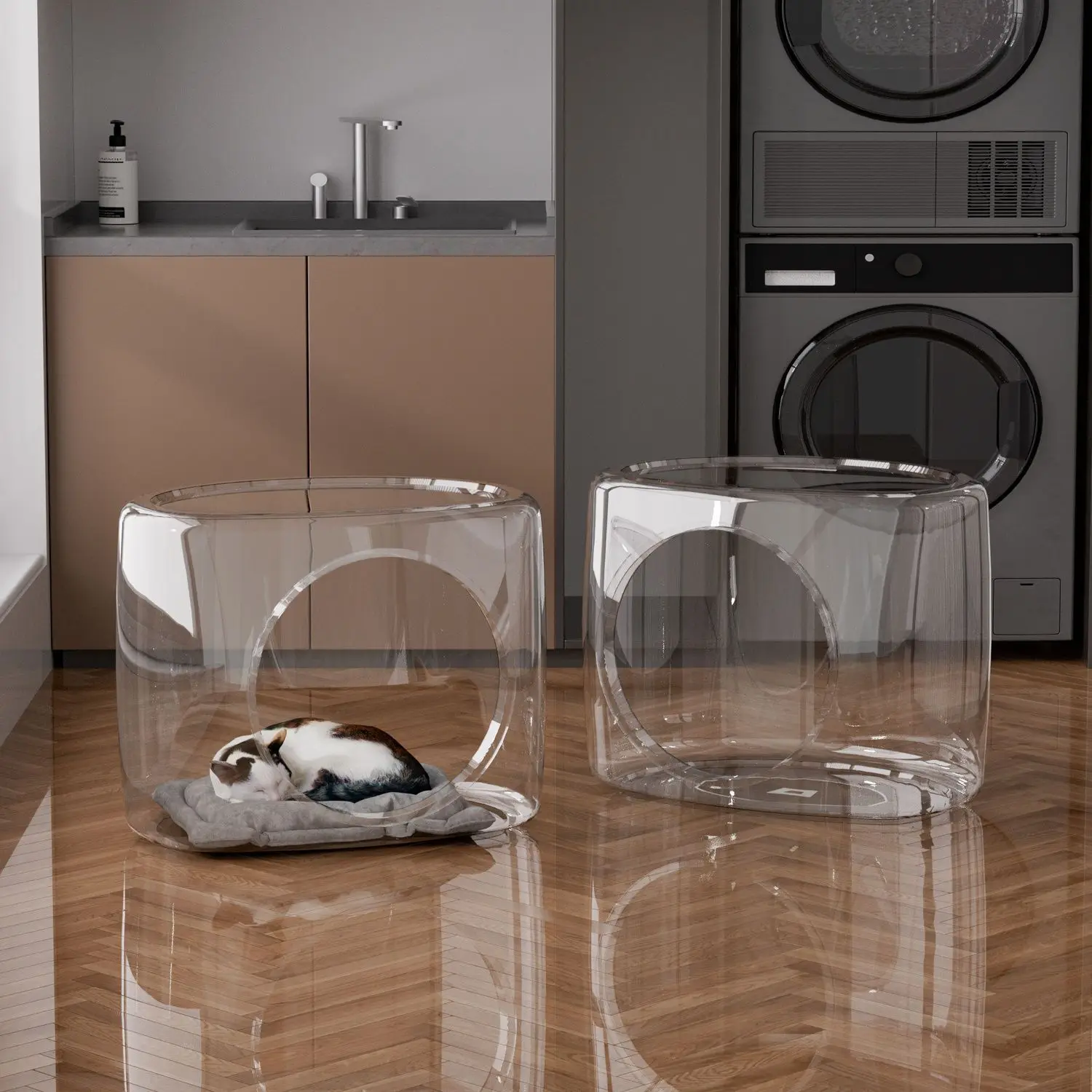 Capsule Cat Cage Transparent Plastic Superimposed Large Space Cat Nest Not Easy To Stick Hair Drill Hole Pet Nest Stool
Capsule Cat Cage Transparent Plastic Superimposed Large Space Cat Nest Not Easy To Stick Hair Drill Hole Pet Nest Stool