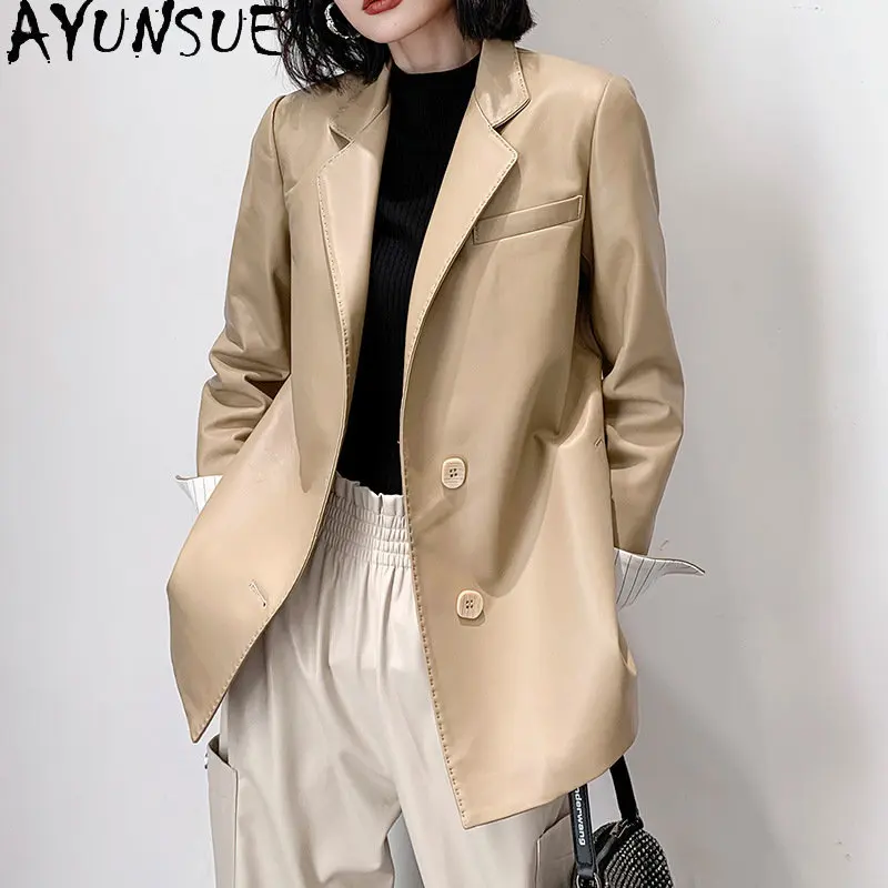 AYUNSUE New Spring Autumn Real Leather Blazer Genuine Leather Jacket Women Mid-length Sheepskin Leather Jackets blazers feminino
AYUNSUE New Spring Autumn Real Leather Blazer Genuine Leather Jacket Women Mid-length Sheepskin Leather Jackets blazers feminino