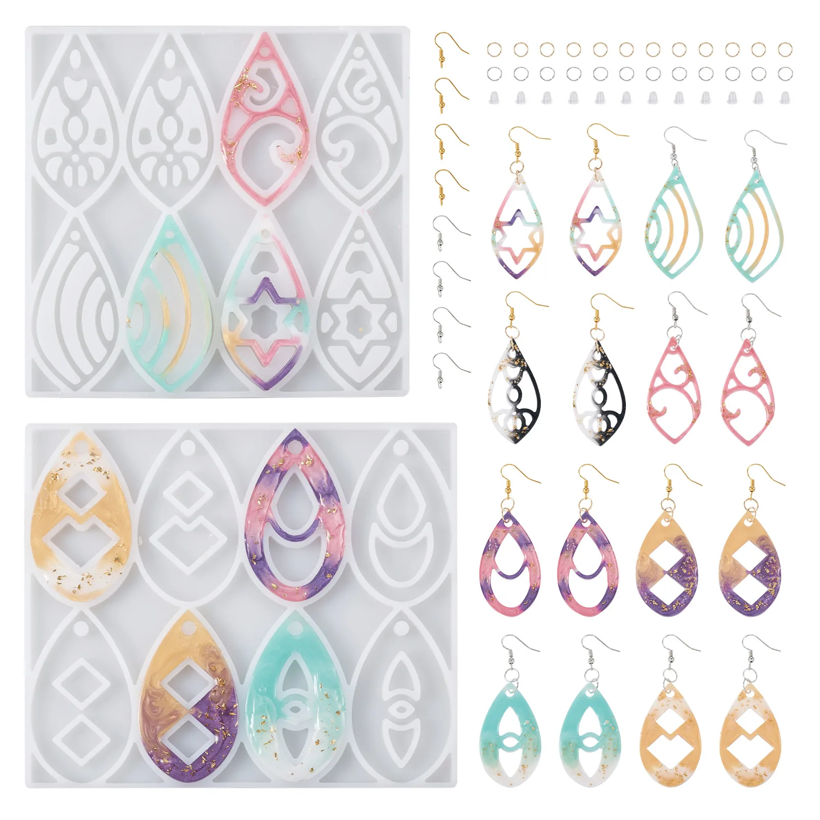 2Pcs Teardrop Earring Pendant Silicone Molds with Hooks Jump Rings for DIY Earrings Keychain Necklace Charms DIY Jewelry Craft
2Pcs Teardrop Earring Pendant Silicone Molds with Hooks Jump Rings for DIY Earrings Keychain Necklace Charms DIY Jewelry Craft