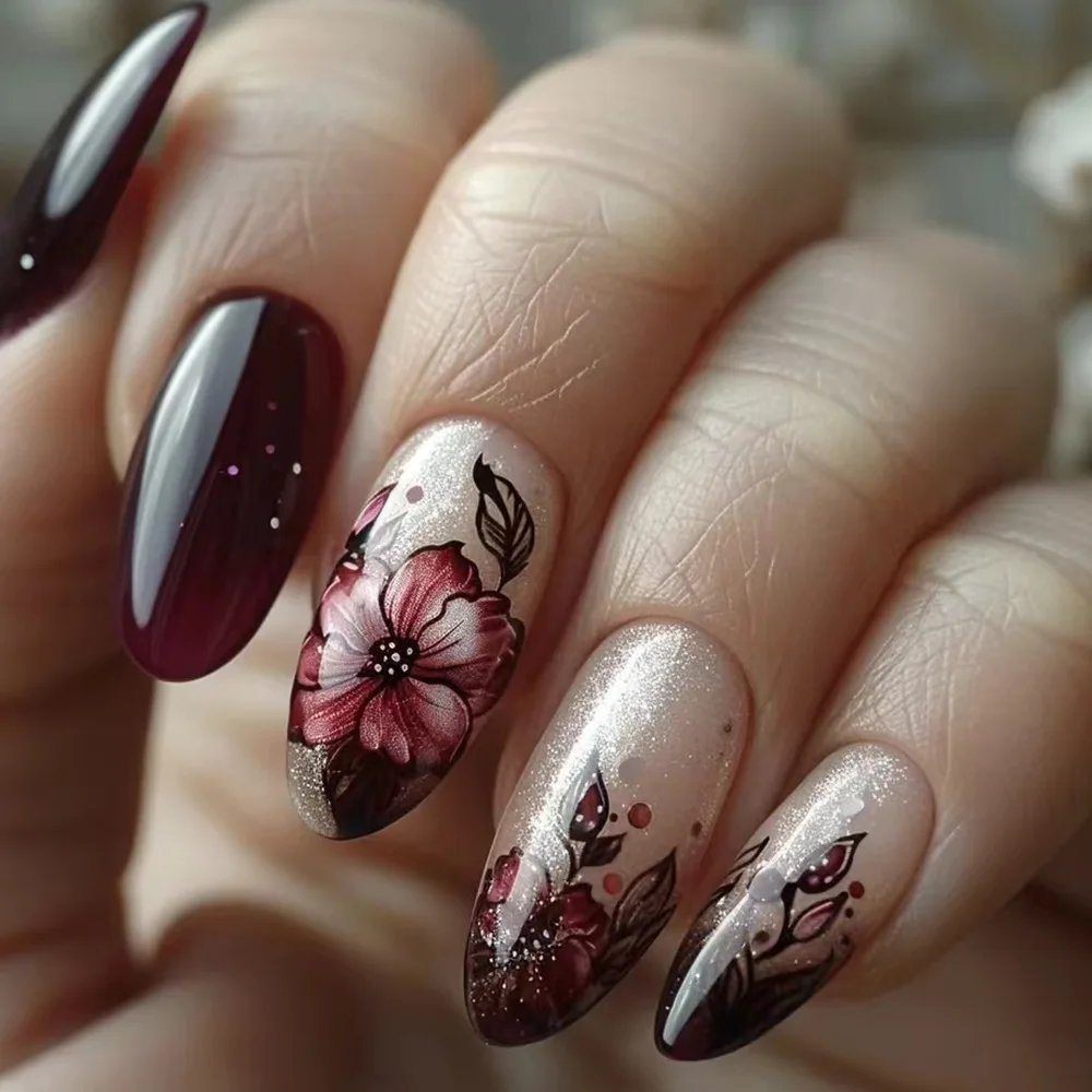 2026 New Minimalist Floral Nail Stickers, Teardrop Shaped Glitter, Retro Deep Wine Red Wearable Nails
2026 New Minimalist Floral Nail Stickers, Teardrop Shaped Glitter, Retro Deep Wine Red Wearable Nails