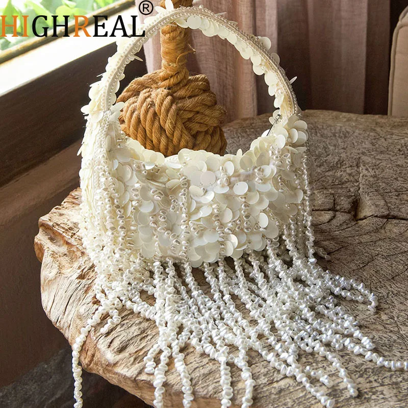 Luxury Pearls Tassel Evening Bags for Women Handbags Elegant Sequined Shoulder Bag Handmade Beading Wedding Clutch Ladies Purses
Luxury Pearls Tassel Evening Bags for Women Handbags Elegant Sequined Shoulder Bag Handmade Beading Wedding Clutch Ladies Purses
