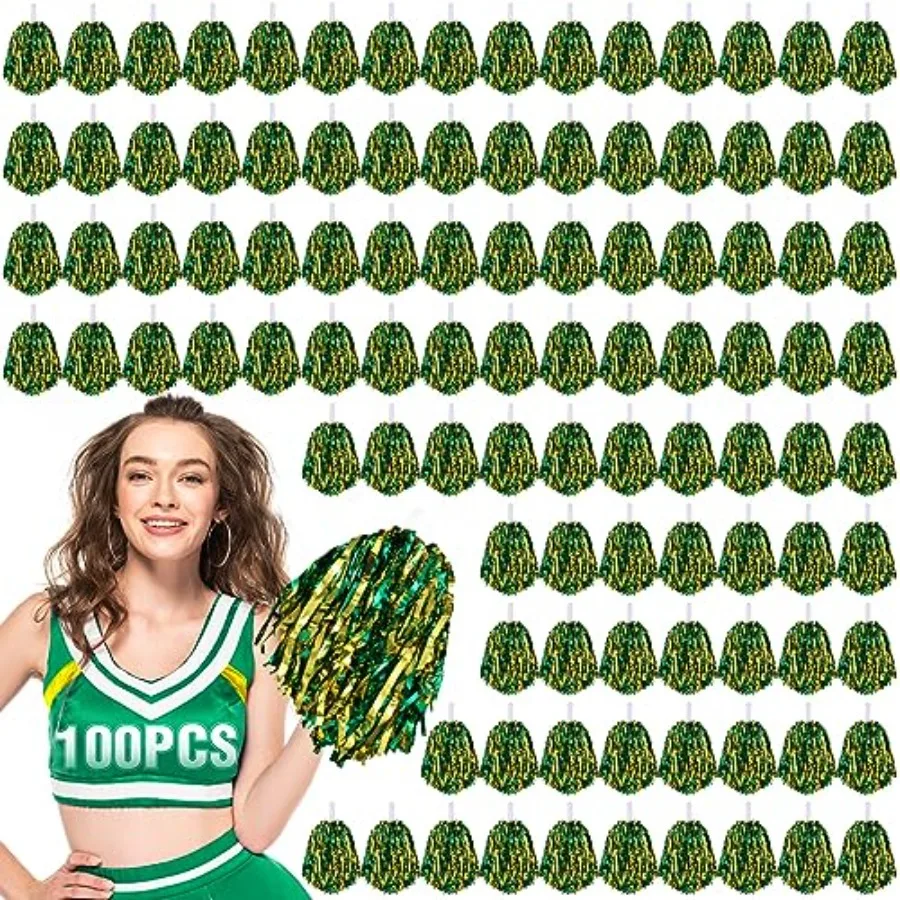 100Pcs Metallic Cheerleading Pom Poms with Baton Handle Cheerleader Pompom Foil 30g Cheering Squad Hand Flowers for Adults Team
100Pcs Metallic Cheerleading Pom Poms with Baton Handle Cheerleader Pompom Foil 30g Cheering Squad Hand Flowers for Adults Team