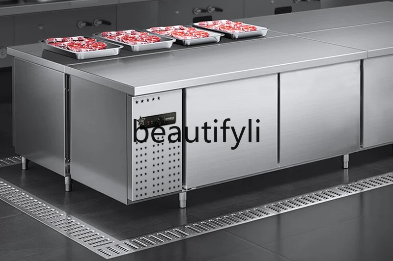 Frozen and refrigerated fresh-keeping workbench chopping type kitchen freezer refrigerator milk tea shop
Frozen and refrigerated fresh-keeping workbench chopping type kitchen freezer refrigerator milk tea shop