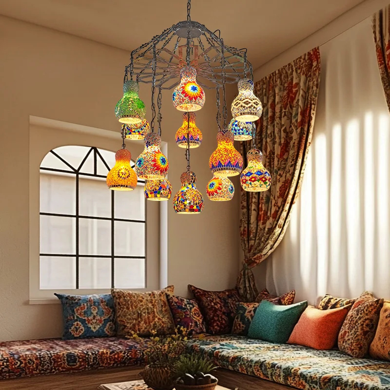 Bohemian Mosaic Colorful Lampshade Large Chandelier Decorative Lighting for Hall Duplex Villa Attic Restaurant Hotel Cafe
Bohemian Mosaic Colorful Lampshade Large Chandelier Decorative Lighting for Hall Duplex Villa Attic Restaurant Hotel Cafe