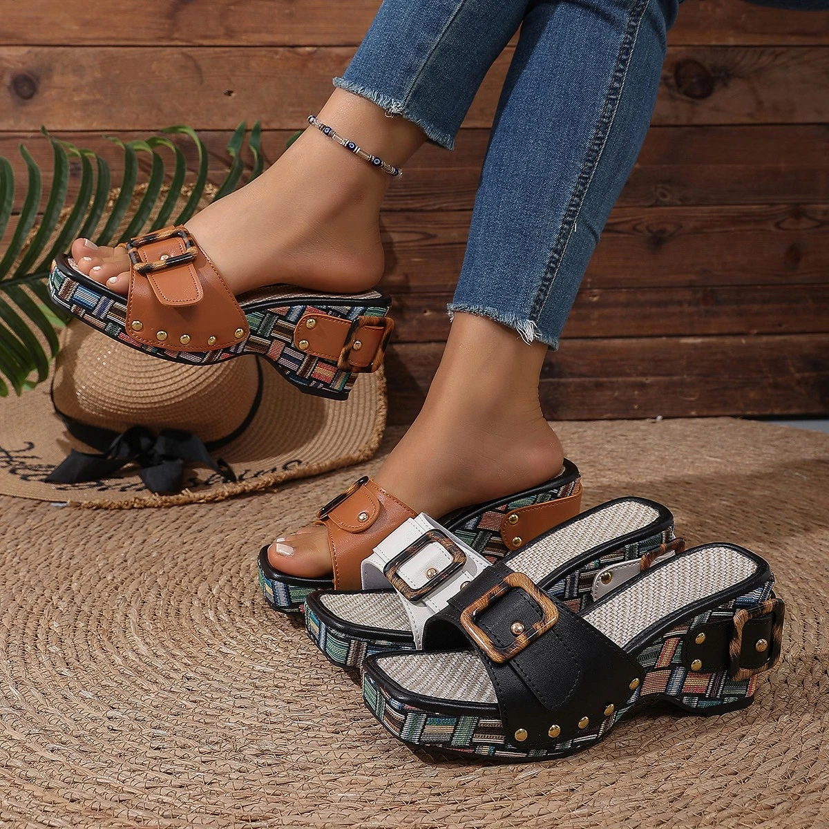 Womens Casual Wedge Slippers Retro Square Head Comfort Summer Beach Everyday Walking Footwear Sandbeach Rome Style Slippers
Womens Casual Wedge Slippers Retro Square Head Comfort Summer Beach Everyday Walking Footwear Sandbeach Rome Style Slippers