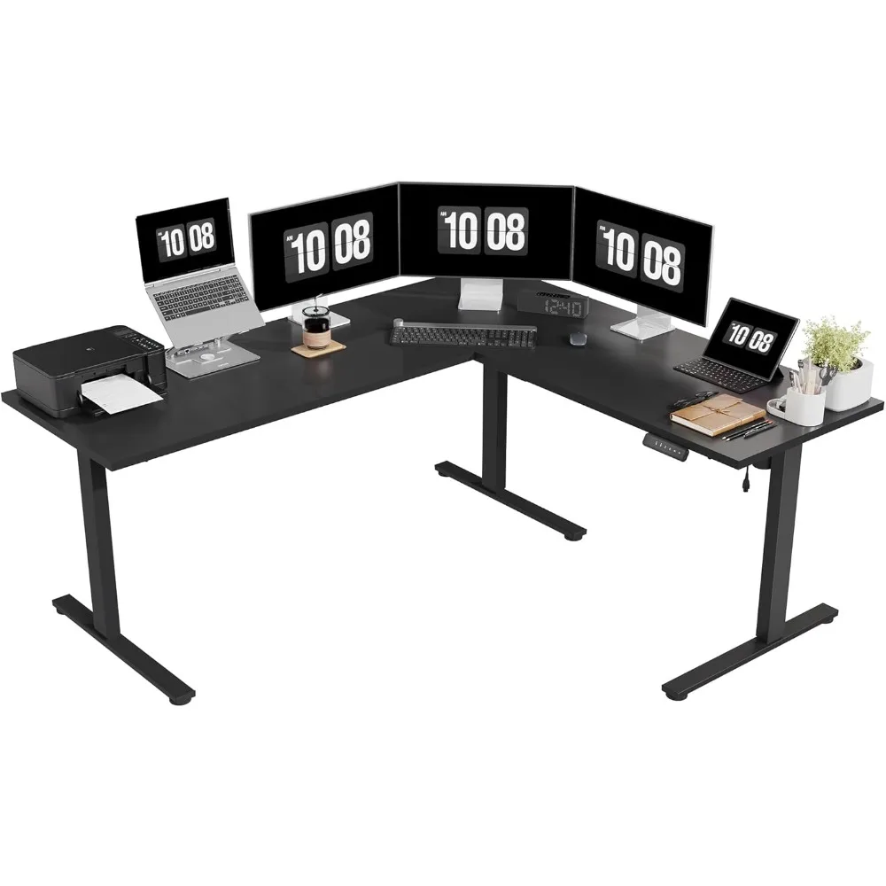 Electric Corner L-Shaped 71 x 63 in Standing Desk, Memory Height Adjustment, Black Top Black Frame
Electric Corner L-Shaped 71 x 63 in Standing Desk, Memory Height Adjustment, Black Top Black Frame