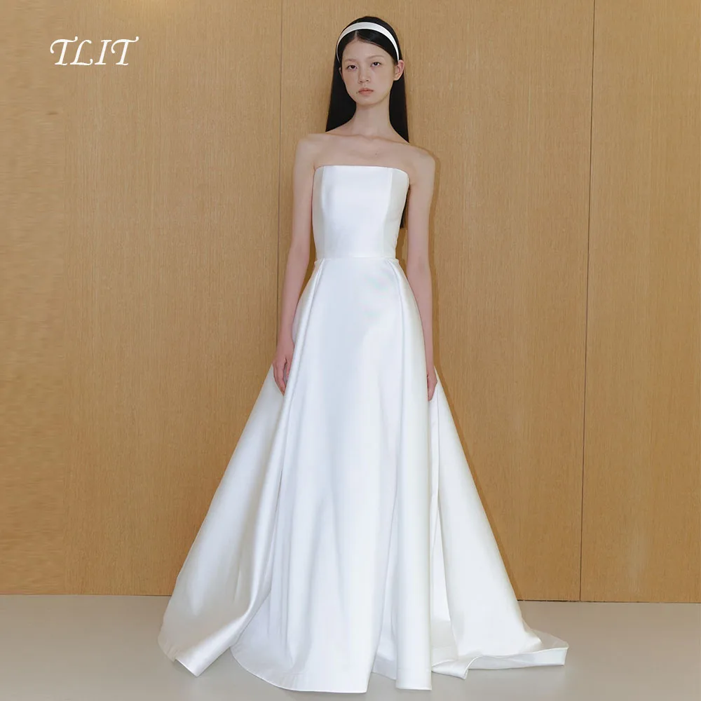 TLIT Simple Silk Satin Evening Dress Strapless A-Line Bridals Gowns Korea Wedding Dresses Photos Shoot Sleeveless Customized
TLIT Simple Silk Satin Evening Dress Strapless A-Line Bridals Gowns Korea Wedding Dresses Photos Shoot Sleeveless Customized