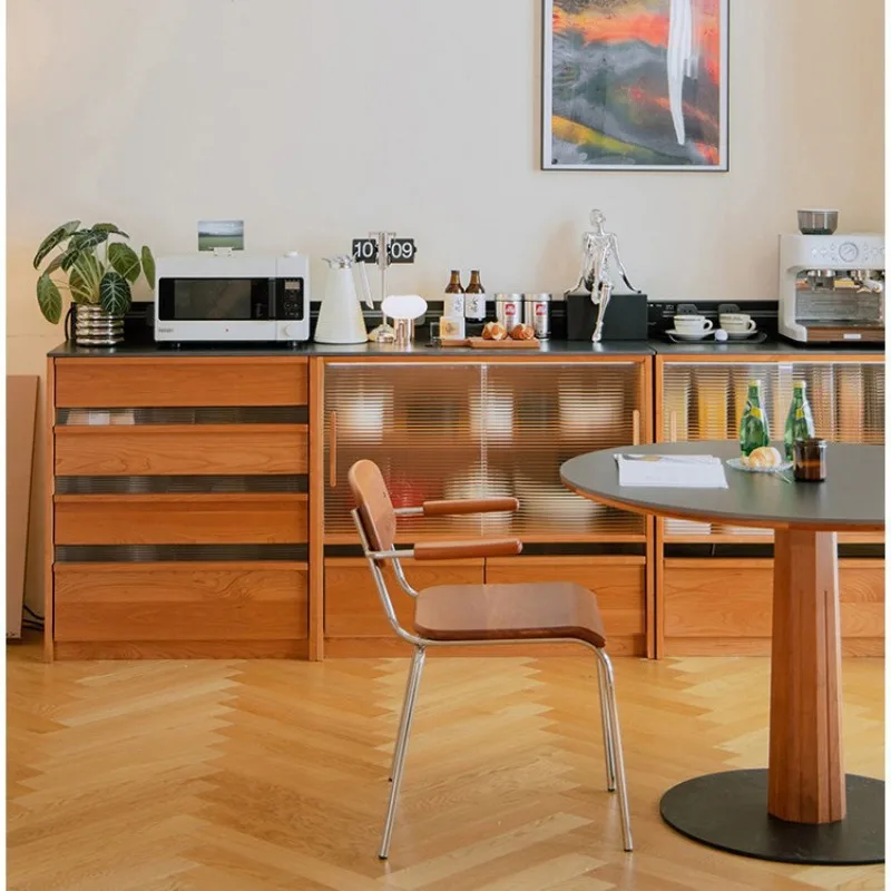 Dining side cabinet Cherry wood wall integrated locker Living room rock slab solid wood module combination locker
Dining side cabinet Cherry wood wall integrated locker Living room rock slab solid wood module combination locker