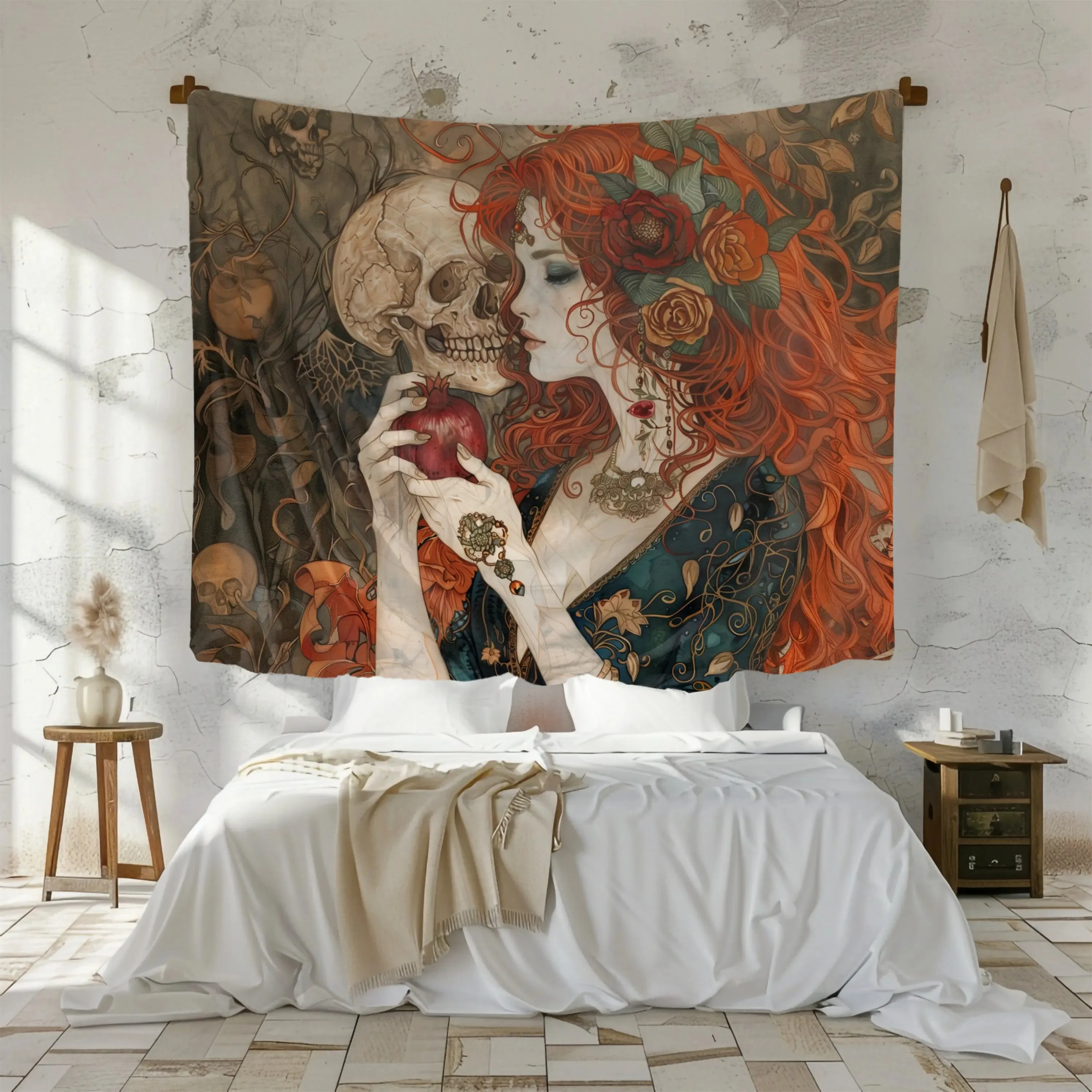 2D Flat Printed Gothic Skull Girl Tapestry Peach Skin Wall Hanging Pomegranate Atmospheric Bedroom Living Room Art Decor
2D Flat Printed Gothic Skull Girl Tapestry Peach Skin Wall Hanging Pomegranate Atmospheric Bedroom Living Room Art Decor
