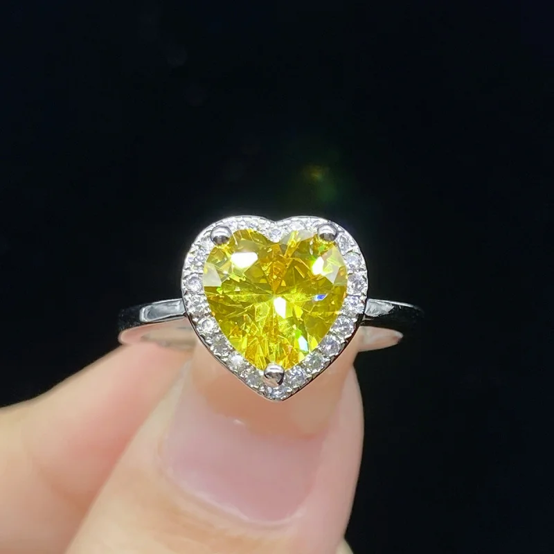 New Crystal Open Yellow Zircon for Women Elegant Full Diamond Heart-shaped Ring
New Crystal Open Yellow Zircon for Women Elegant Full Diamond Heart-shaped Ring