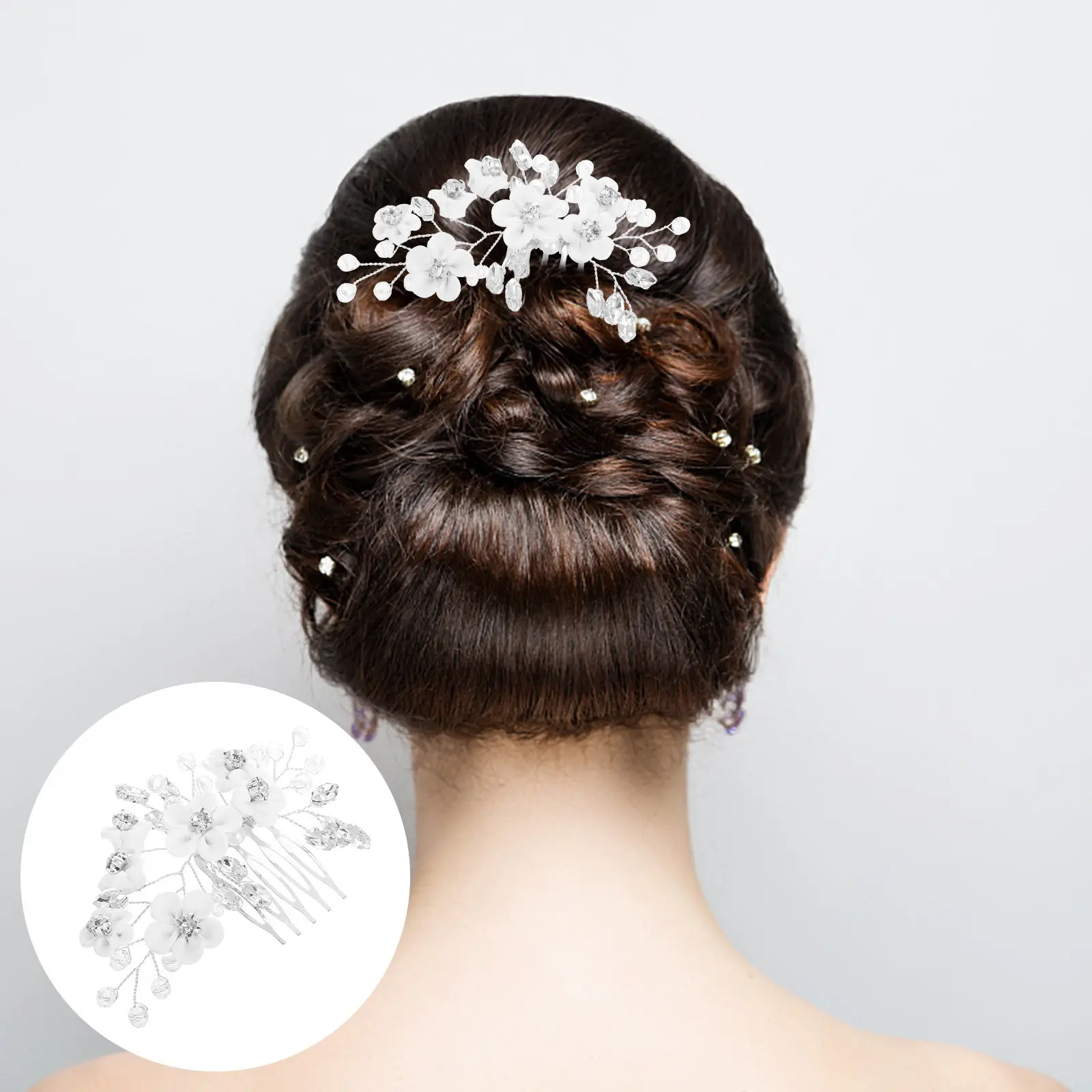 Rhinestone Bridal Hair Comb Polymer Clay Flower Wedding Hair Accessory Five-Tooth Secure Updo Insert Decor Elegant Sparkling
Rhinestone Bridal Hair Comb Polymer Clay Flower Wedding Hair Accessory Five-Tooth Secure Updo Insert Decor Elegant Sparkling