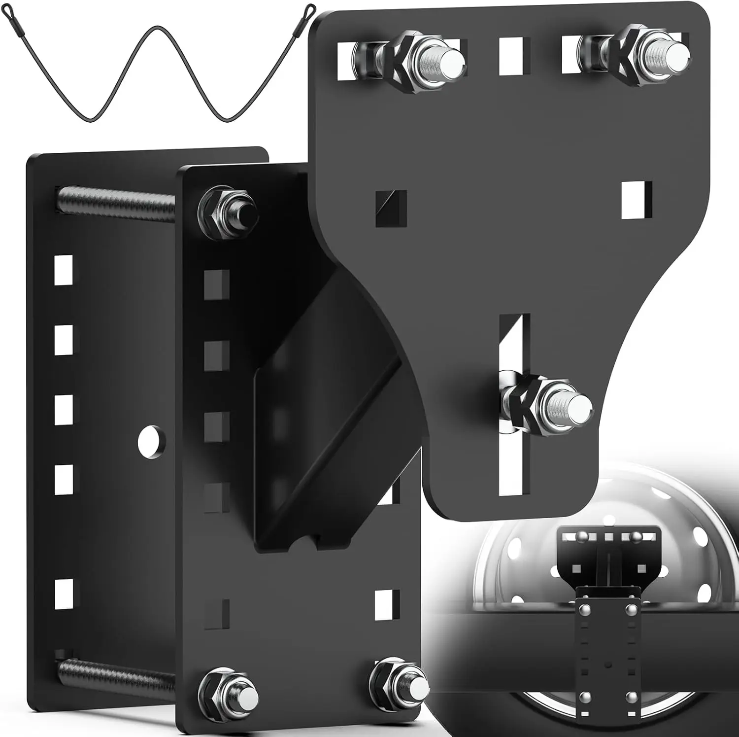 Trailer Spare Tire Mount for Utility Boat Trailer, 3-Nuts Carrier Fits 4/5/6/8 Lugs, 180Lbs Capacity, Anti-Theft Rope
Trailer Spare Tire Mount for Utility Boat Trailer, 3-Nuts Carrier Fits 4/5/6/8 Lugs, 180Lbs Capacity, Anti-Theft Rope
