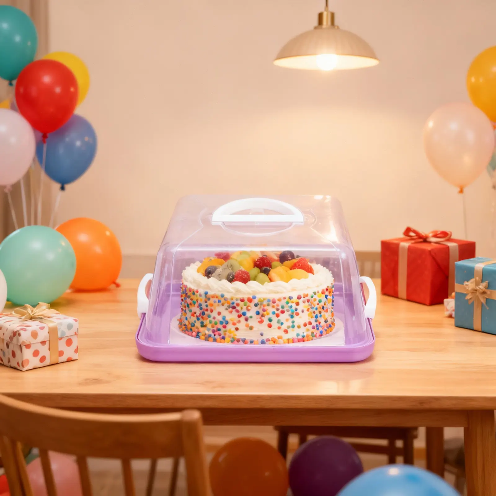 Food-Grade Safe Transparent Cake Container with Sturdy Handle and Airtight Lid for Cakes Desserts Pastries Birthday Party
Food-Grade Safe Transparent Cake Container with Sturdy Handle and Airtight Lid for Cakes Desserts Pastries Birthday Party