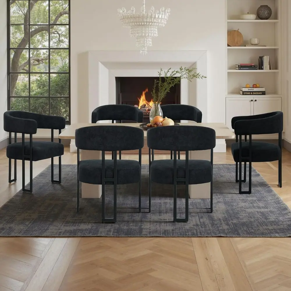 6-Piece Black Accent Dining Chairs Set with Arms, Upholstered Armchairs for Kitchen, Dining, Living Room
6-Piece Black Accent Dining Chairs Set with Arms, Upholstered Armchairs for Kitchen, Dining, Living Room