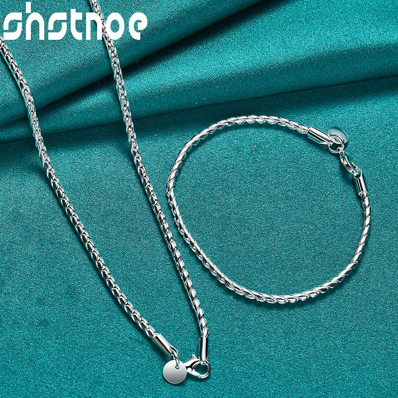 2pcs 925 Sterling Silver High Quality Jewelry Sets Simple 4mm Snake Chain Necklace Bracelets For Woman Men Party Gifts Wholesale
2pcs 925 Sterling Silver High Quality Jewelry Sets Simple 4mm Snake Chain Necklace Bracelets For Woman Men Party Gifts Wholesale