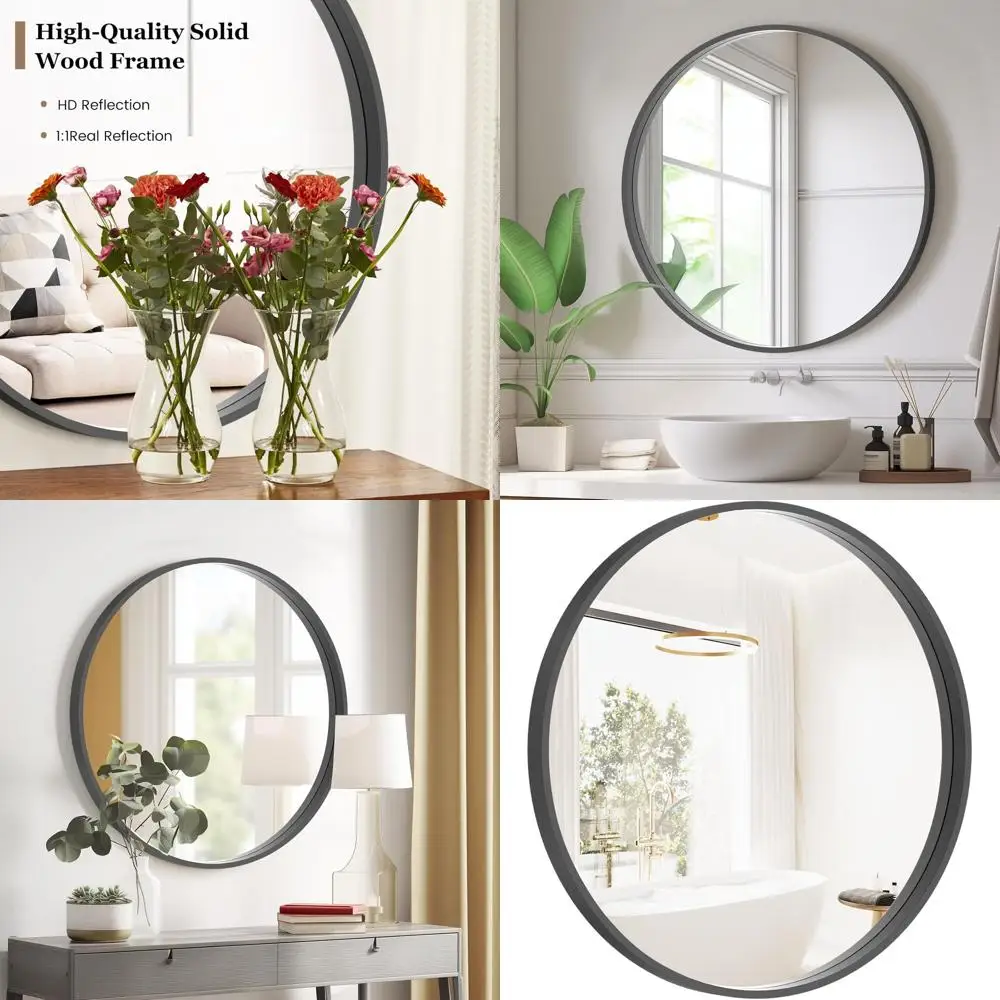 24 Inch Circular Wall Mirror for Bathroom, Vanity, Living Room, and Entryway in Black
24 Inch Circular Wall Mirror for Bathroom, Vanity, Living Room, and Entryway in Black