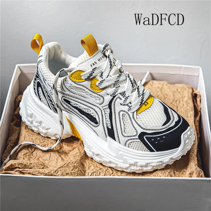 Chunky Sneakers Men Designer Tire Bottom Sport Shoes Fashion Casual Leather Mesh Breathable Height Increased Flat Platform Shoes
Chunky Sneakers Men Designer Tire Bottom Sport Shoes Fashion Casual Leather Mesh Breathable Height Increased Flat Platform Shoes