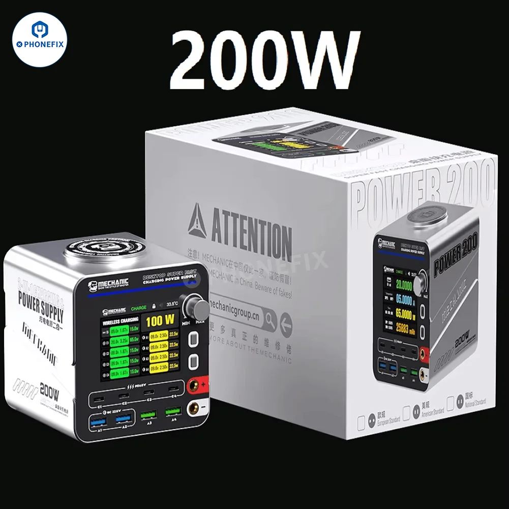 MECHANIC POWER 200W Desktop Super Fast Charger Regulated Power Supply for iPhone Android Phone Wireless Charging Station Tool
MECHANIC POWER 200W Desktop Super Fast Charger Regulated Power Supply for iPhone Android Phone Wireless Charging Station Tool