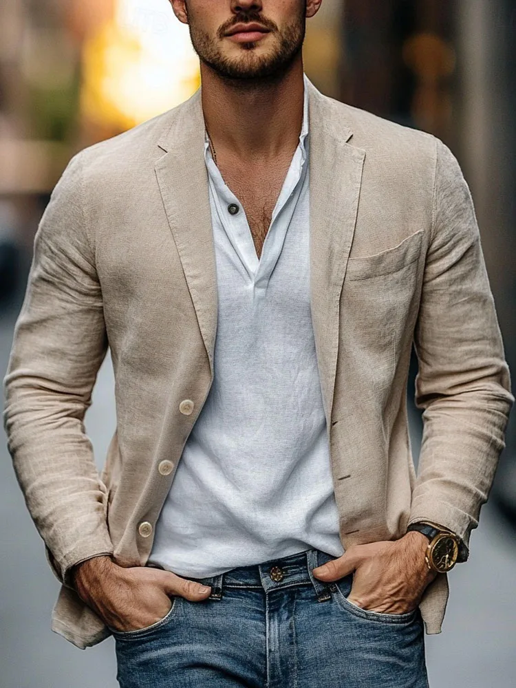 Men's Elegant Business Blazer Solid Color Cotton And Linen Casual Single-breasted Suit Jacket Pockets Lapel Fashion Male Jackets
Men's Elegant Business Blazer Solid Color Cotton And Linen Casual Single-breasted Suit Jacket Pockets Lapel Fashion Male Jackets