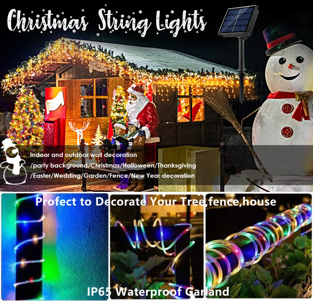 Christmas Decoration 2023 Solar Led Tube Rope String Light 52M Waterproof Garland For New Year/Fence/Yard/Street/Garden Decor
Christmas Decoration 2023 Solar Led Tube Rope String Light 52M Waterproof Garland For New Year/Fence/Yard/Street/Garden Decor