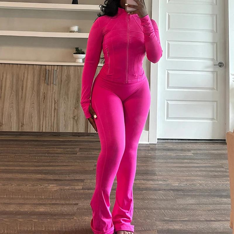 OMSJ сексуальный облегающий спортивный спортивный костюм для тренировок из двух предметов, кардиган на молнии с длинными рукавами, укороченные топы + брюки-клеш, новые модные однотонные костюмы
OMSJ сексуальный облегающий спортивный спортивный костюм для тренировок из двух предметов, кардиган на молнии с длинными рукавами, укороченные топы + брюки-клеш, новые модные однотонные костюмы