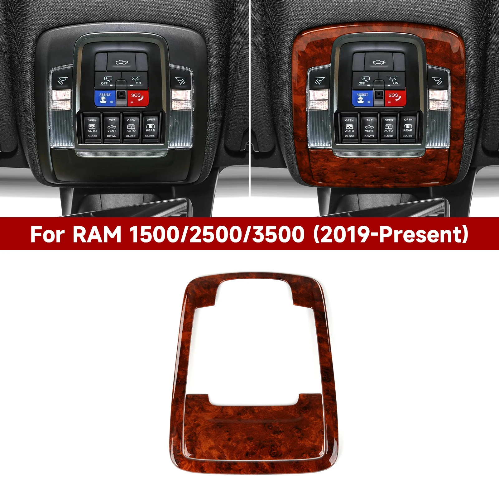 For Dodge RAM 1500 2500 3500 2019-2026.Car Reading Lamp Frame Panel.Wood Grain Interior Sticker.ABS Trim Accessories.
For Dodge RAM 1500 2500 3500 2019-2026.Car Reading Lamp Frame Panel.Wood Grain Interior Sticker.ABS Trim Accessories.