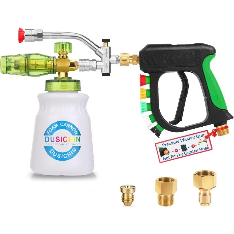 Washer Gun with Foam Cannon,Dual Connector Accessory, Car Wash Foam Cannon Kit 1/4 Inch Quick Connector,
Washer Gun with Foam Cannon,Dual Connector Accessory, Car Wash Foam Cannon Kit 1/4 Inch Quick Connector,