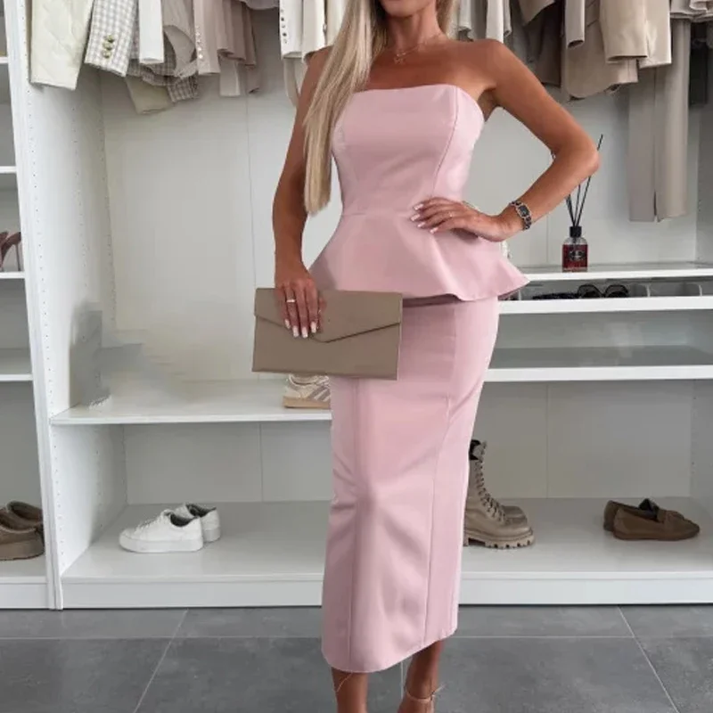 Office Lady Wrap Hip Outfits Women Sexy Strapless Top with A-line Skirt 2pc Set Elegant Temperament Multi Color Slim Party Suit
Office Lady Wrap Hip Outfits Women Sexy Strapless Top with A-line Skirt 2pc Set Elegant Temperament Multi Color Slim Party Suit