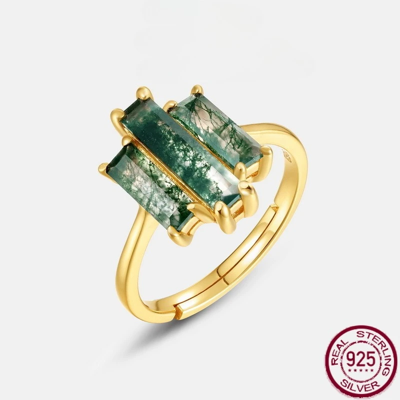 New S925 pure silver exaggerated personality natural green moss stone ring set with water grass agate ring wedding jewelry 
New S925 pure silver exaggerated personality natural green moss stone ring set with water grass agate ring wedding jewelry