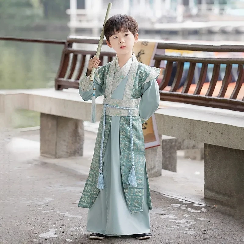 Chinese Style Boys Black Floral Print Hanfu Stage Outfit Dress Baby Boy Tang Suit Children Ancient Traditional Costume for Kids
Chinese Style Boys Black Floral Print Hanfu Stage Outfit Dress Baby Boy Tang Suit Children Ancient Traditional Costume for Kids
