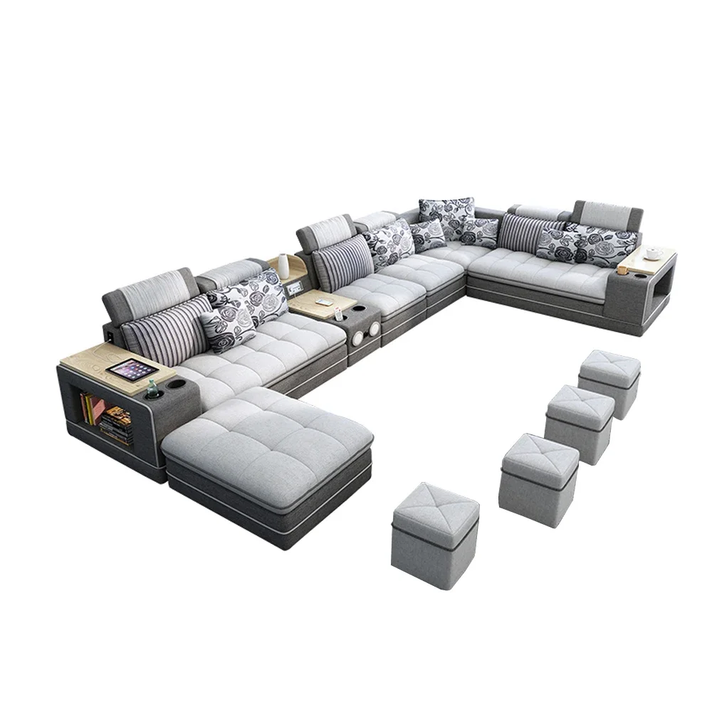 Fabric Living Room Sofas Sets with Bluetooth Speaker Sound System, Big U Shape Corner Cloth Couch for Modern Furniture
Fabric Living Room Sofas Sets with Bluetooth Speaker Sound System, Big U Shape Corner Cloth Couch for Modern Furniture