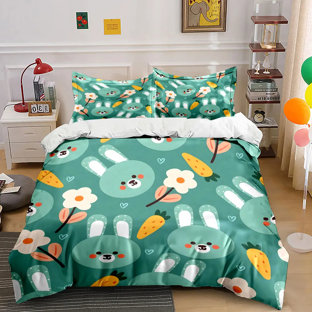 Cute bunny carrot floral Pattern Duvet Cover Set Digital Print Colorful Polyester Bedding with Zipper Closur for kids gifts
Cute bunny carrot floral Pattern Duvet Cover Set Digital Print Colorful Polyester Bedding with Zipper Closur for kids gifts
