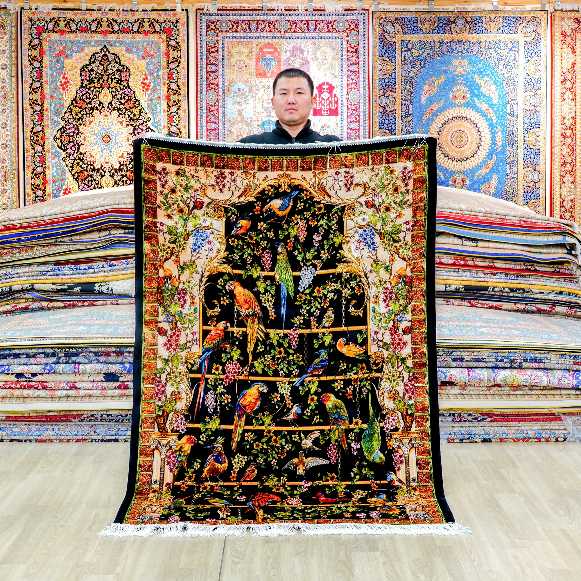 120x180 см Роскошные шелковые персидские ковры оптом, плотная плотность, высококачественный ручной работы с цветочным принтом, коврик с птицами, коврик для гостиной, спальни Alfombras
120x180 см Роскошные шелковые персидские ковры оптом, плотная плотность, высококачественный ручной работы с цветочным принтом, коврик с птицами, коврик для гостиной, спальни Alfombras
