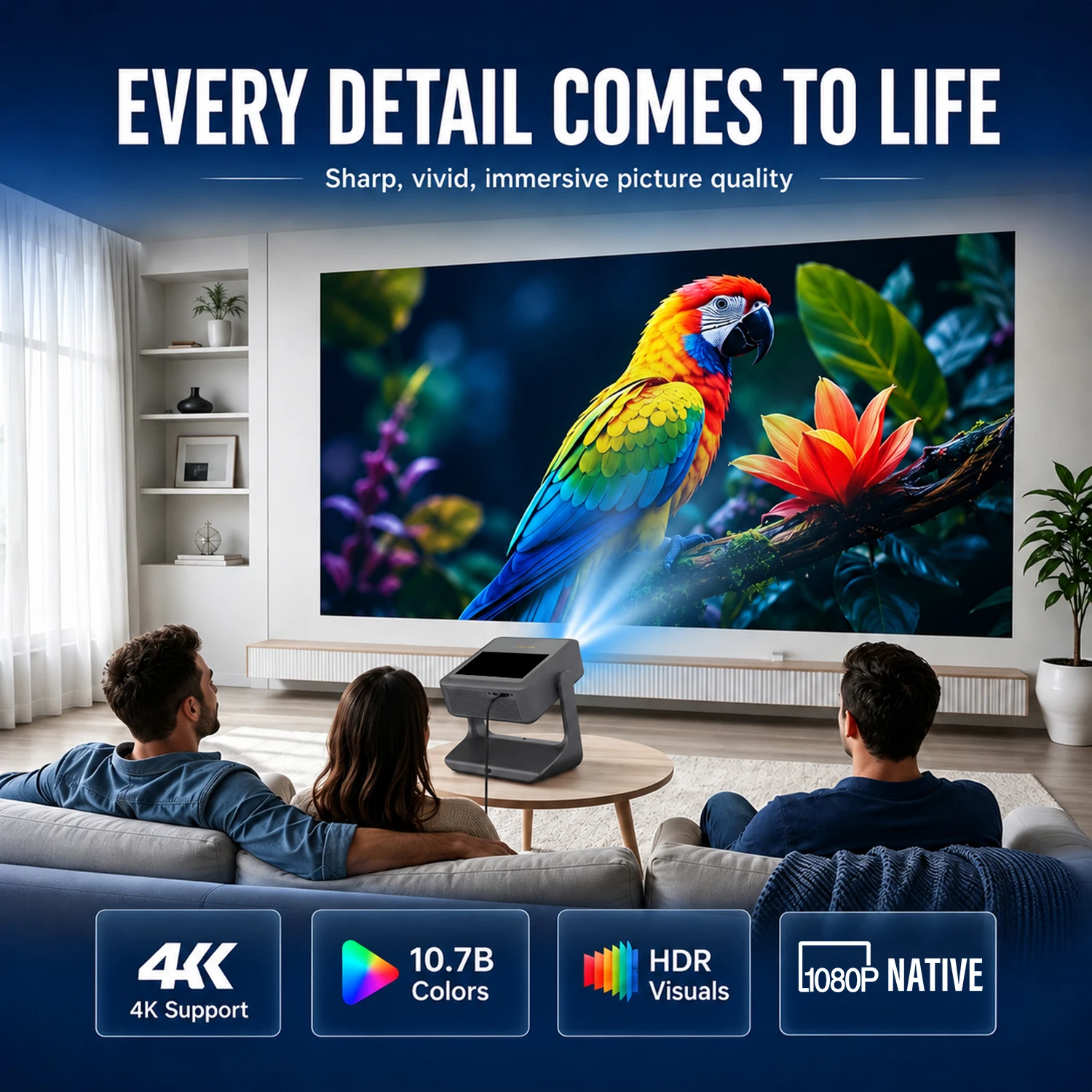 Office Household Smart Projector 7Inch Touch Auto Screen Fit 180°Rotate WiFi BT HDMI iOS Sync Luxury Gift Packaging
Office Household Smart Projector 7Inch Touch Auto Screen Fit 180°Rotate WiFi BT HDMI iOS Sync Luxury Gift Packaging