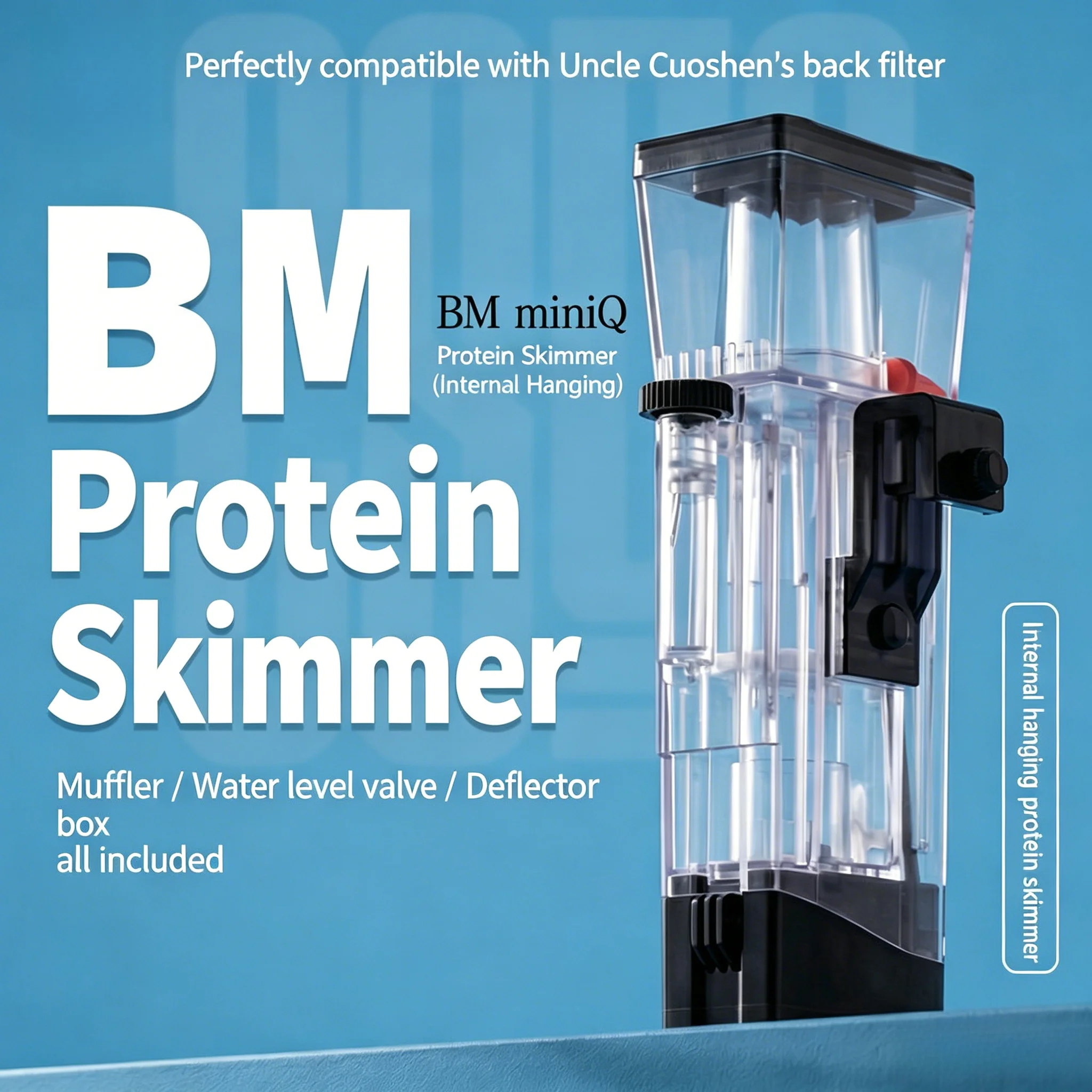 BM MiniQ 100‑240V Built‑in Hanging Nano Protein Skimmer Nano Internal Filter for 75L Small Saltwater Marine Aquarium Fish Tank
BM MiniQ 100‑240V Built‑in Hanging Nano Protein Skimmer Nano Internal Filter for 75L Small Saltwater Marine Aquarium Fish Tank
