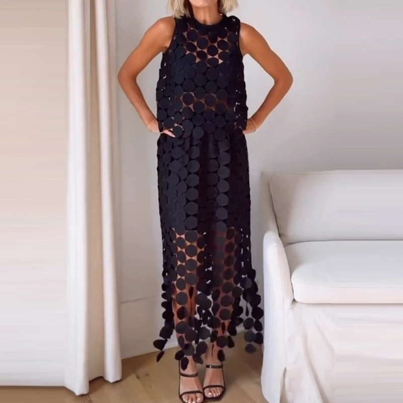 Elegant Sleeveless Solid Party Set Summer Casual Pullover Top & Long Skirt Suit Women Sexy Lace Fringe Hollow Out 2 Piece Outfit
Elegant Sleeveless Solid Party Set Summer Casual Pullover Top & Long Skirt Suit Women Sexy Lace Fringe Hollow Out 2 Piece Outfit