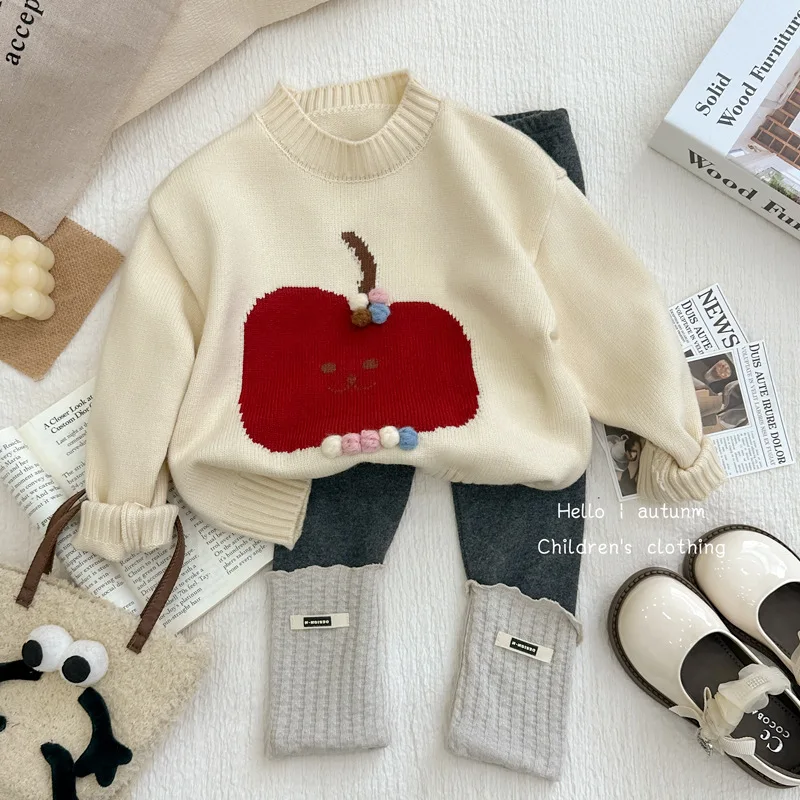 Little Girl Cute Sweater2024Autumn New Cartoon Apple Knitted Sweater Children Fashionable Top
Little Girl Cute Sweater2024Autumn New Cartoon Apple Knitted Sweater Children Fashionable Top