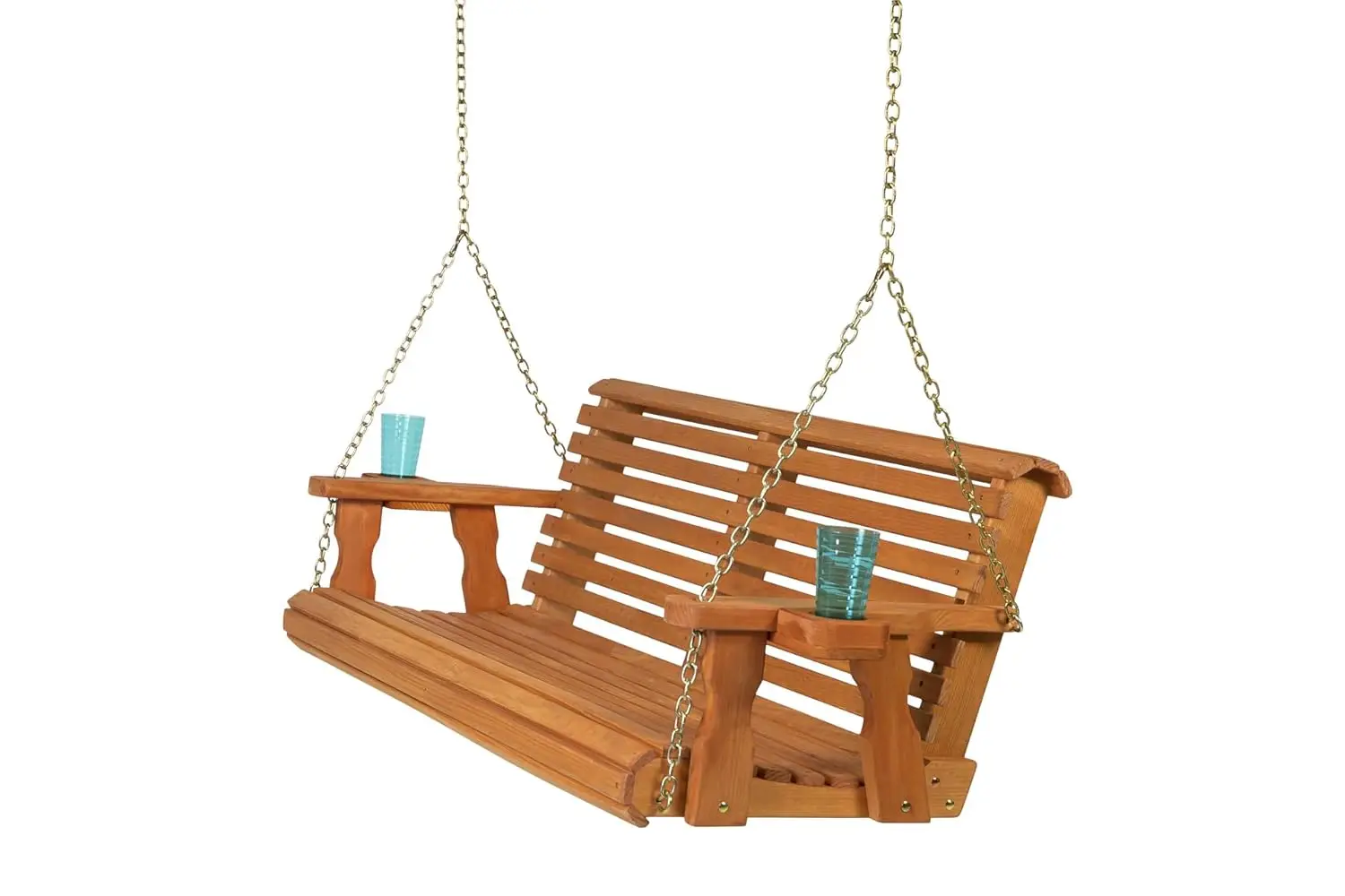 5 Foot Roll Back Heavy Duty Wooden Porch Swing with Cup Holders in Cedar Stain - Amish Made in The USA from Treated, Customized
5 Foot Roll Back Heavy Duty Wooden Porch Swing with Cup Holders in Cedar Stain - Amish Made in The USA from Treated, Customized