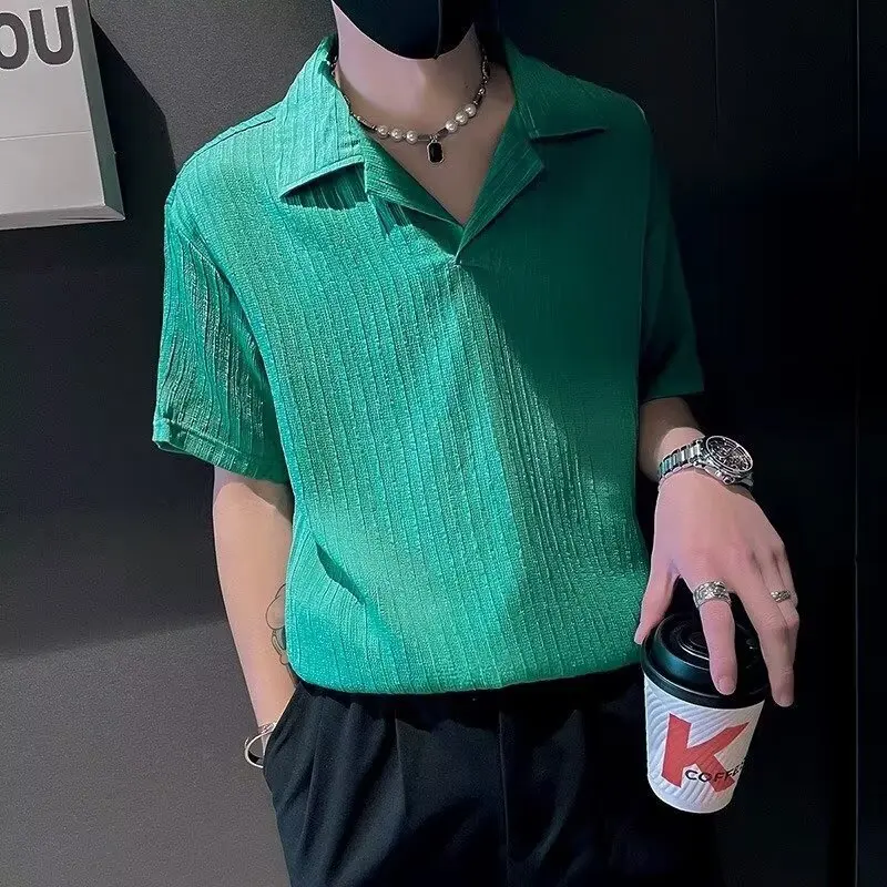 Loose Men's Short Sleeve Shirt Drapey Fashionable Summer Top Half Sleeve Iron-Free Shirt Youth Casual Sharp Collar
Loose Men's Short Sleeve Shirt Drapey Fashionable Summer Top Half Sleeve Iron-Free Shirt Youth Casual Sharp Collar