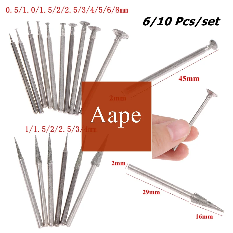 6/10Pcs 2.35mm Shank Diamond Mounted Point Grinding Head Stone Jade Carving Polishing Engraving Tool
6/10Pcs 2.35mm Shank Diamond Mounted Point Grinding Head Stone Jade Carving Polishing Engraving Tool