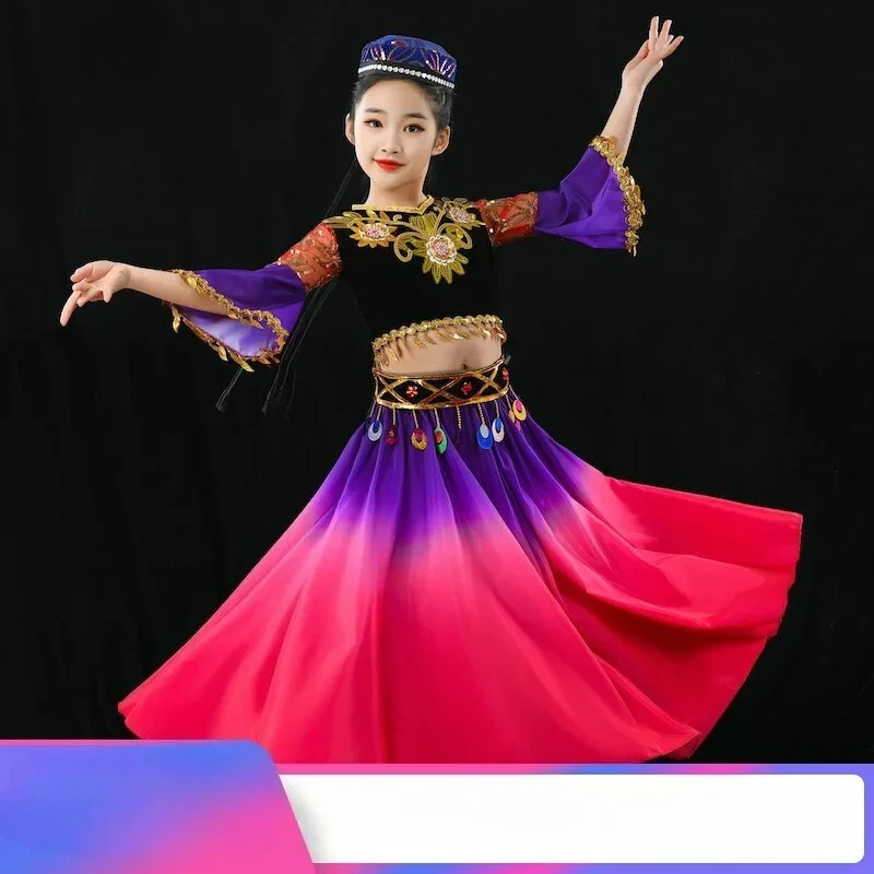 Children's Xinjiang dance performance costume hands inspire ethnic minorities Uyghur Uyghur dance big skirt
Children's Xinjiang dance performance costume hands inspire ethnic minorities Uyghur Uyghur dance big skirt