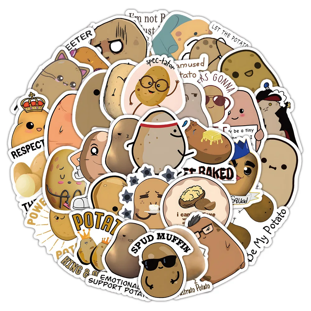 10/60PCS Funny Potato Cartoon Stickers Cute Food Meme Graffiti Suitcase Fridge Laptop Guitar Car Bike Decals Decoration Kids Toy
10/60PCS Funny Potato Cartoon Stickers Cute Food Meme Graffiti Suitcase Fridge Laptop Guitar Car Bike Decals Decoration Kids Toy