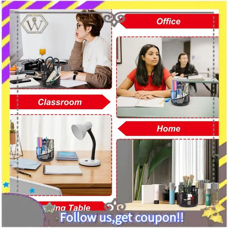 New Pen Holder For Desk, Mesh Desk Organizer,360 Degree Rotation Rotating Black Metal Mesh Desktop Organizer, 5 Compartments
New Pen Holder For Desk, Mesh Desk Organizer,360 Degree Rotation Rotating Black Metal Mesh Desktop Organizer, 5 Compartments
